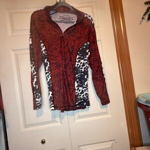 Crazy Train Cow Print & Paisley 1/4 Zip - S